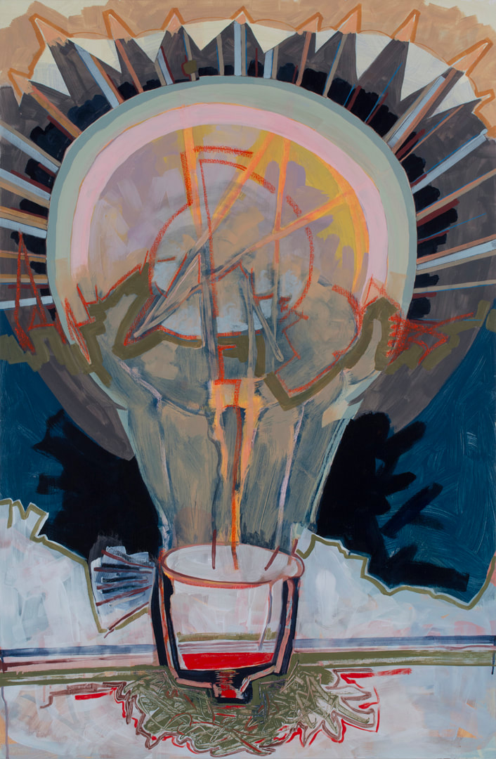 Painting of a lightbulb. Sean Hasey. Biddeford artist & massage therapist.
